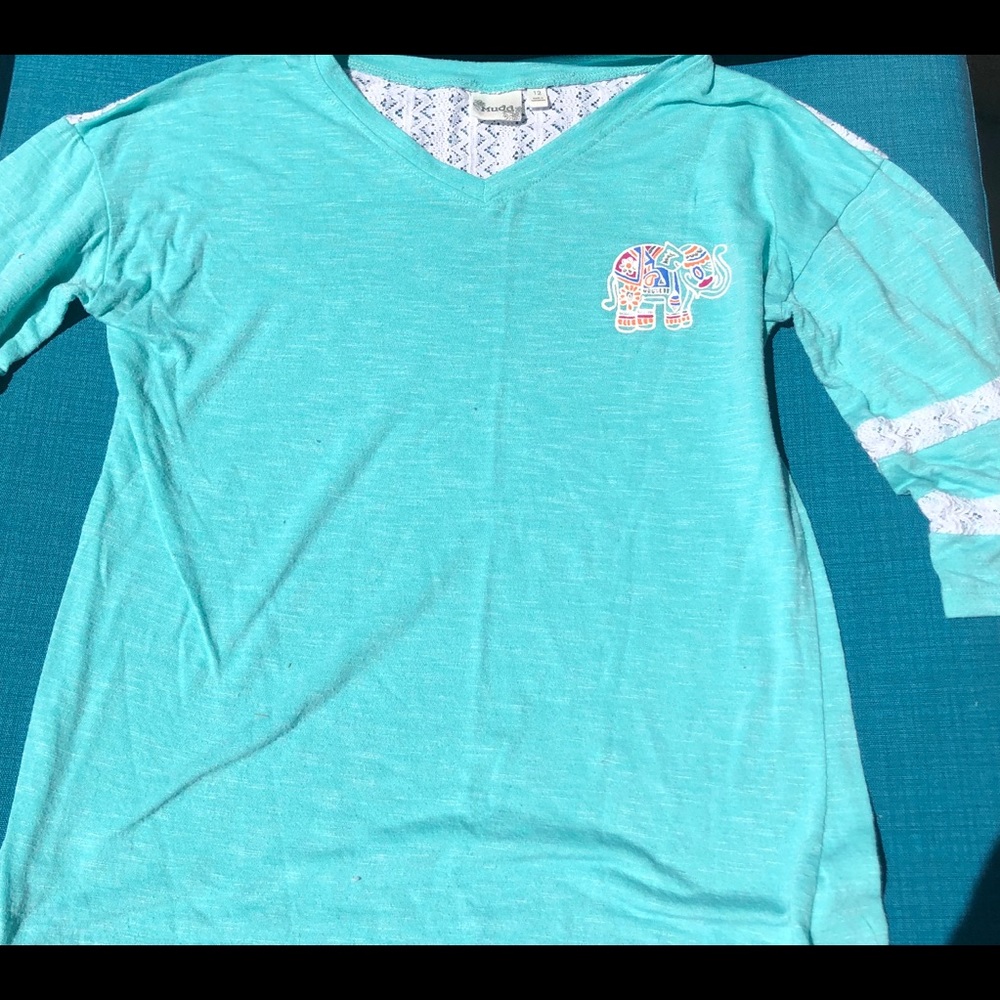 Teal elephant shirt